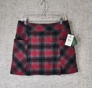 Woolrich Wool Blend Vista Mini Skirt Womens 6 Red Black Plaid Back Zip NWT - Picture 1 of 12