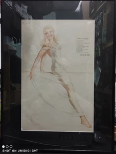 Vintage Framed Alberto Vargas March 1945 Esquire Centerfold Pinup 18x24" - Bild 1 von 8