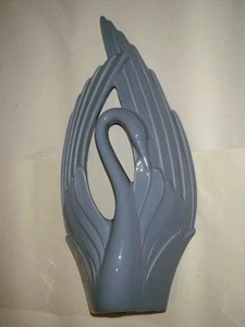 ROYAL HAEGER LIGHT BLUE SWAN FIGURINE STATUE POTTERY GLOSSY 20" NEW OLD STOCK - Picture 1 of 21