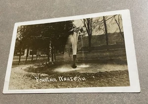 RPPC Wauzeka Wisconsin FOUNTAIN in the Park to Barnum Wis 1915 - Picture 1 of 5