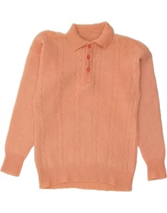 VINTAGE Mens Polo Neck Jumper Sweater Large Pink TX15 - Picture 1 of 2
