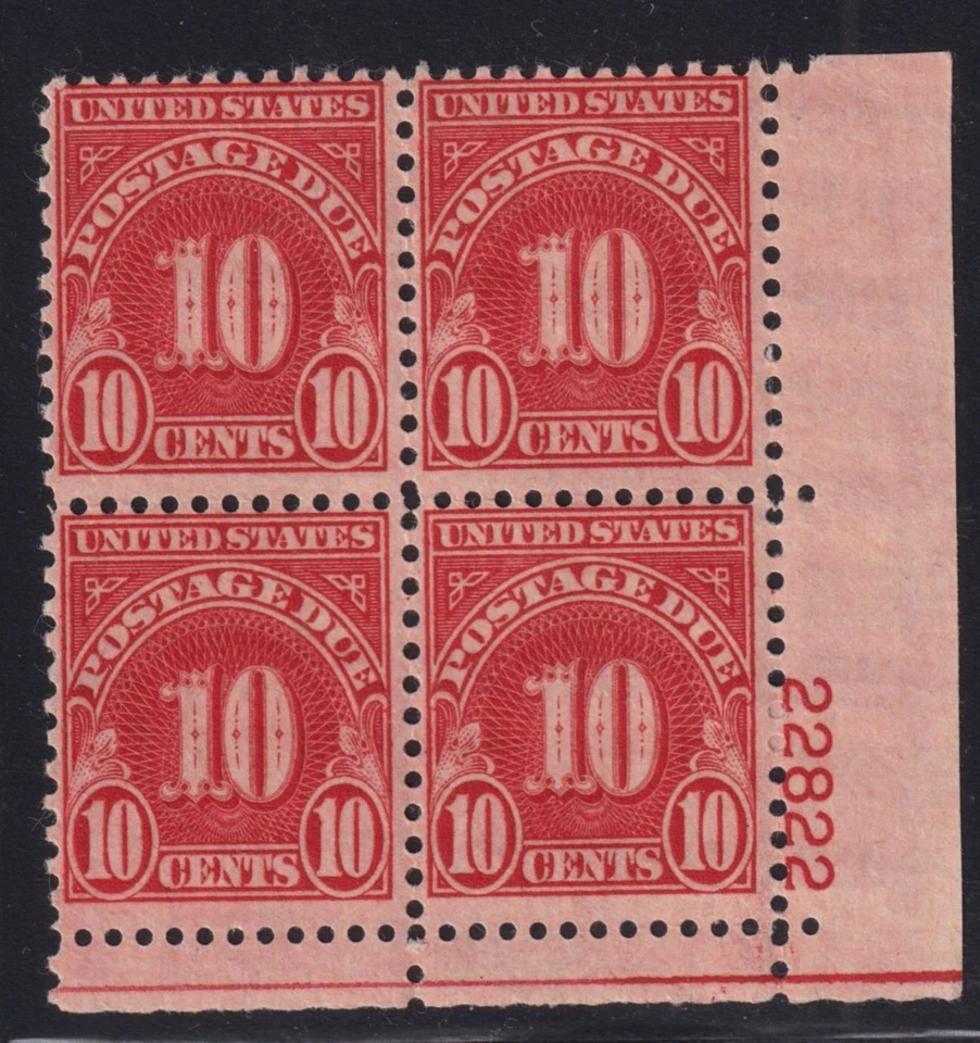 1931 Postage Due Sc J84 MNH nice OG plate block carmine eye plate wet print (A - Image 1 of 1