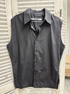 Fab Vintage DIRK BIKKEMBERGS Sleeveless Side Lace Black Shirt, Size M - Picture 1 of 6