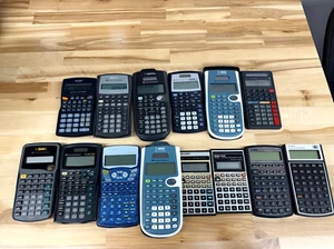 Lot of 15 Calculators Texas Instruments Math HP Scientific Radio Shack Sharp - Picture 1 of 5