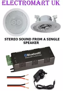 WIRELESS BLUETOOTH STEREO AMPLIFIER 30W + 1 STEREO 6.5" 100W CEILING SPEAKER  - Picture 1 of 1