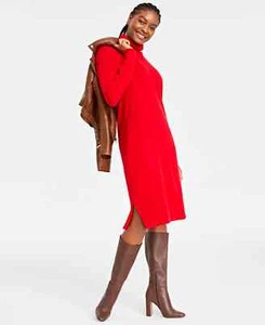 /LX017/ Charter Club 100% Cashmere Turtleneck Midi Dress Red Sz PL $229 - Picture 1 of 4