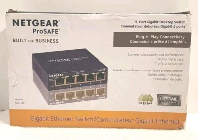 Netgear ProSafe 5-Port Gigabit Desktop Switch GS105 New  - Image 1 of 4