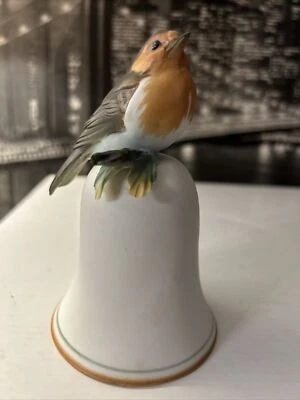 House of Goebel Porcelain Bell W/Robin Rare Entirely Hand Painted Italy Signed - Image 1 of 4