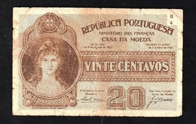 Portugal 20 Centavos 1922 - 1925 P-102  serie B4 - Image 1 of 2