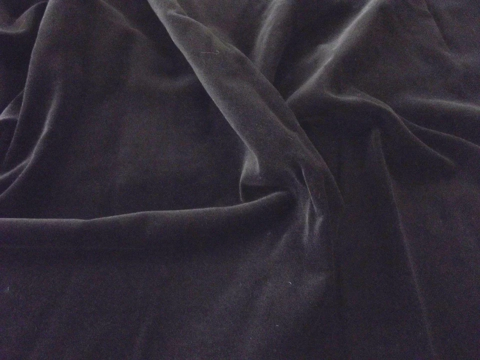 Luxury 100% Cotton Velvet Velour Fabric Material - BLACK - Image 1 of 1