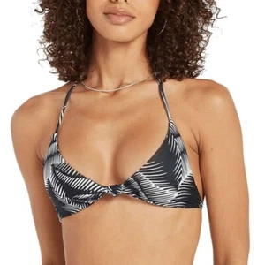 Volcom L46453 Women's Black Floral Stay or Leaf Triangle Bikini Swim Top Size S - Picture 1 of 4