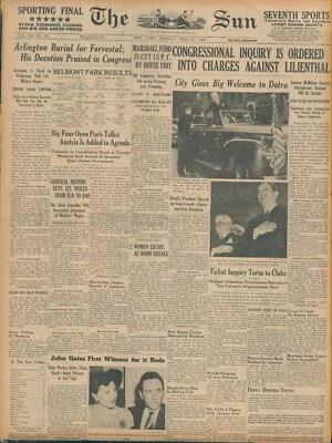 James Forrestal Death . US Secretary of Defense . May 23 1948 UFO conspiracy B40 - Image 1 of 2