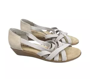 Bass Women's Sunjuns Bahama Sandal Size 8.5 M Beige Elastic Straps - Picture 1 of 11