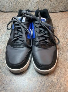 2009 NIKE Ebernon Low Premium Leather AQ1774-004 Dark Grey/Black Game Royal S 10 - Picture 1 of 11