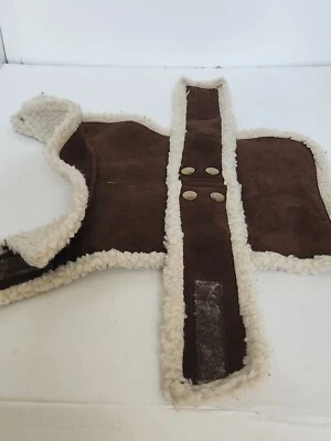 Brown Tan Faux Sherpa Dog Coat Small - Image 1 of 3