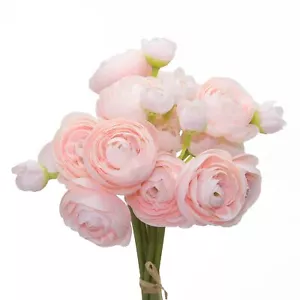 Silk Ranunculus Bouquets for Decor 6 Pcs Pink Artificial Flowers Faux Ranuncu... - Picture 1 of 6