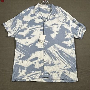 Level Ten Men’s White Blue Short Sleeve Woven Button Up Shirt XL NWT - Picture 1 of 8