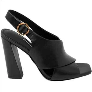 Charles David Women's Vineyard Black Leather Square Toe Pump Sandals Size 7 M - Picture 1 of 12