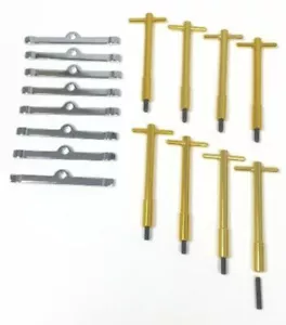 Gold Anodized Aluminum V8 Valve Cover T-Bar W/ Chrome Valve Spreaders Set Of 8 - Bild 1 von 1