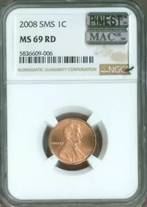 2008 Lincoln Cent NGC MS69 SMS RD MAC Quality - Picture 1 of 2
