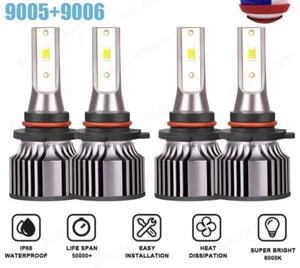 X4 9005 9006 Combo LED Headlight Bulbs for High Low Beam 6K - Picture 1 of 9
