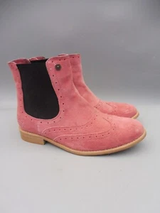 Superdry Pink suede brogues boots size 4 - Picture 1 of 8