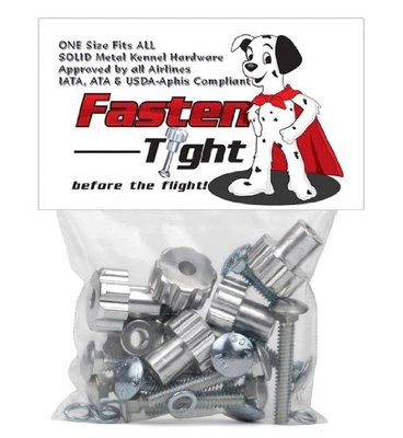 Fasten Tight - Kennel/Crate Metal Hardware Fasteners- Nuts Bolts Silver-8pk - Image 1 of 4