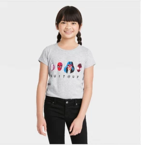 Girls' Marvel Spider-Man Suit up Short Sleeve T-Shirt Heather Gray XXL - Picture 1 of 3