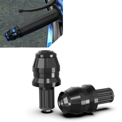 2 x Universal 22mm 7/8" Motorcycle Handlebar Grips Bar End Slider Cap Plugs BLK - Image 1 of 4