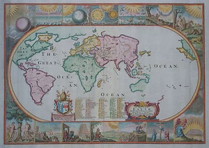 Weltkarte - Joseph Moxon - 1681 - A map of all the Earth ... - Rare world map - Picture 1 of 3