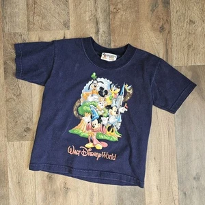 Vintage Walt Disney World Kids Size XS Navy Graphic T-Shirt | Made in USA Cotton - Picture 1 of 8