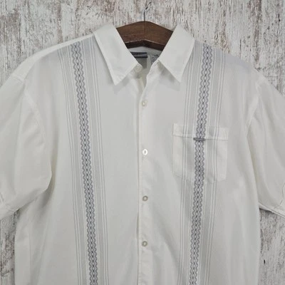 Vintage Quicksilver Mens Large Guayabera Like White Button Down   - Image 1 of 4