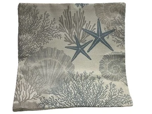 Beach Nautical Starfish Ocean Nautical Linen Throw Pillow Cover Home Decor 18” - Picture 1 of 4
