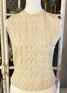 vintage 1960's custom Sequin sleeveless top back zipper - Picture 1 of 6