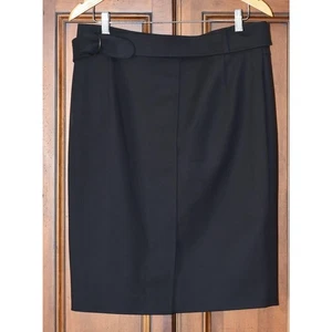 AKRIS Punto Pencil Straight Knee Length Black Stretch-Wool Skirt Size 12 - Picture 1 of 10