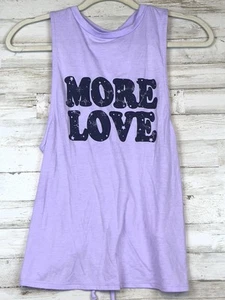 NWT No Boundaries Tank Top “MORE LOVE” Juniors Size Small Purple Cinched Back - Picture 1 of 8