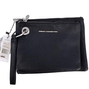 French Connection Lara Pebble Double Slim Pouches Wristlet Black FCHWH24210 - Picture 1 of 8