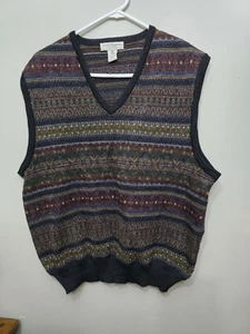 Vtg Tricots St Raphael Sweater Vest Merino Virgin Wool Golf Preppy Argyle XXL - Picture 1 of 9