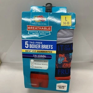 Fruit of the Loom Boys' 5pk Solid/Printed Micro Mesh Boxer Briefs - L (14-16) - Picture 1 of 5