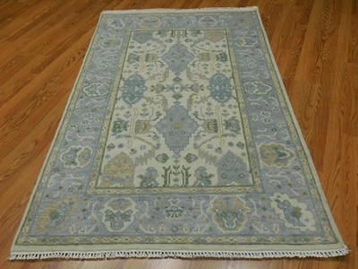 Alfombra turca Oushak, alfombra moderna multicolor, alfombra bohemia hecha a mano 4x6 pies Foto 1 de 4