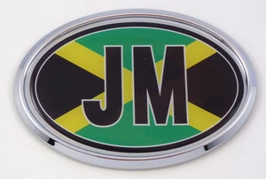 Jamaica JM Flag Car Chrome Emblem Bumper Sticker flag decal oval - Foto 1 di 2