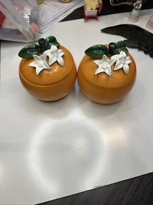 Juego de 2 velas bath & body works slatkin 2008 cerámica tropical flor naranja Foto 1 de 4