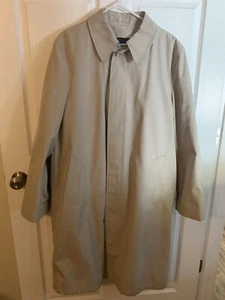 Men’s Woodmere Rain Top COAT Tan Beige Overcoat Zip Out LINER 42 Long USA Trench - Picture 1 of 5