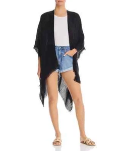 Echo Core Featherweight Ruana Women's One Size Black Frayed edges - Picture 1 of 15