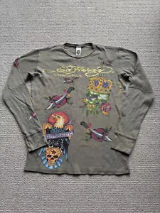 Ed Hardy by Christian Audigier Men's Long Sleeve Waffle Top Made In USA Size M - Picture 1 of 24