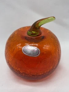 Vtg Rainbow Brand Hand Blown Crackle Glass 3” Pumpkin Made In USA Paperweight - Bild 1 von 7