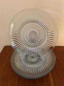 Vintage geblasenes Glas Kristall Essplatten klar 5er Set 10"" - Bild 1 von 15