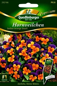 Hornveilchen - Sorbet Orange Duett F1 - Blüten in orange/violett - Blumen Samen - Bild 1 von 2