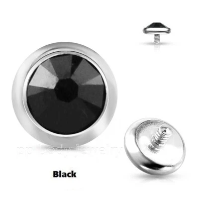 14G Flat CZ Surgical Steel Internally Threaded Dermal Anchor Top Part - Image 1 of 2