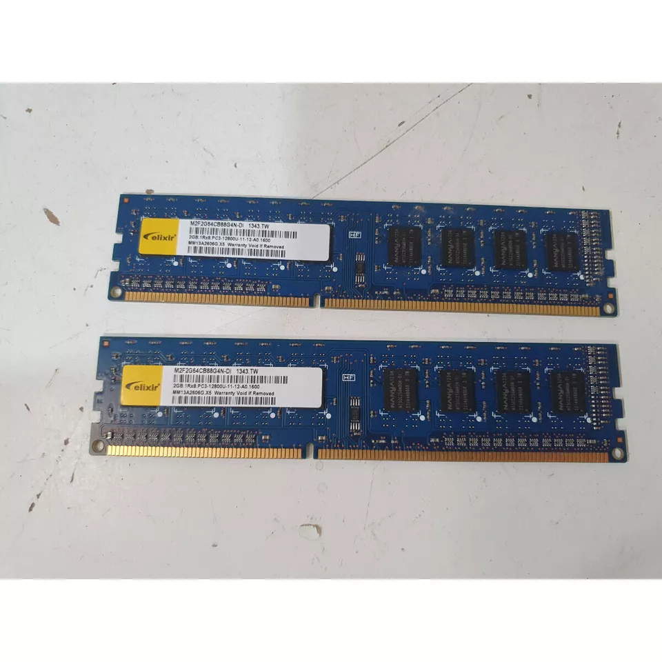Lot of 2 Elixir M2F2G64CB88G4N-DI RAM PC3-12800U 1600MHz 240-Pin (2x2GB) DDR3 - Image 1 of 4